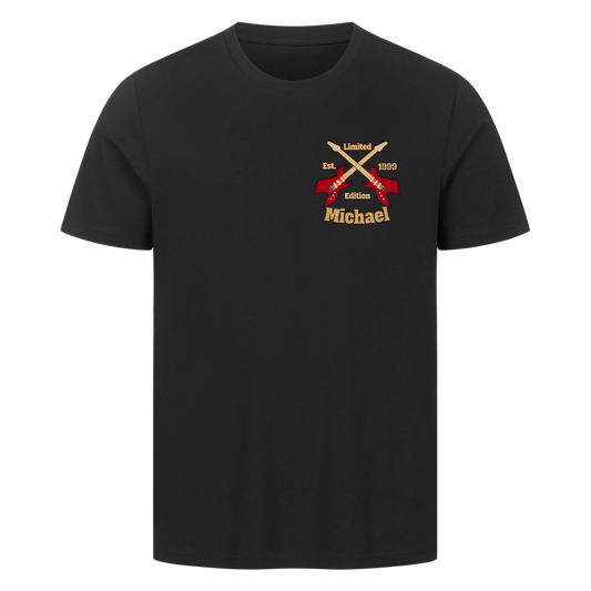 Für Gitarristen - mit Deinem Namen und Geburtsjahr  - Premium T-Shirt Unisex personalisierbar