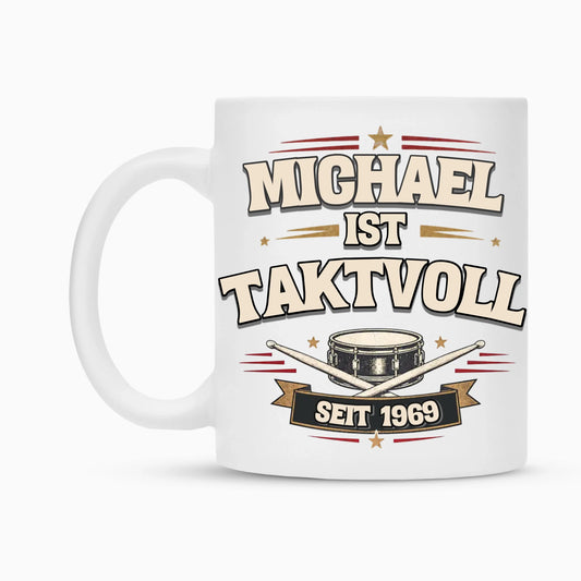 Personalisierte Tasse mit Deinem Wunschnamen und Geburtsjahr - Dein Wunschname ist taktvoll